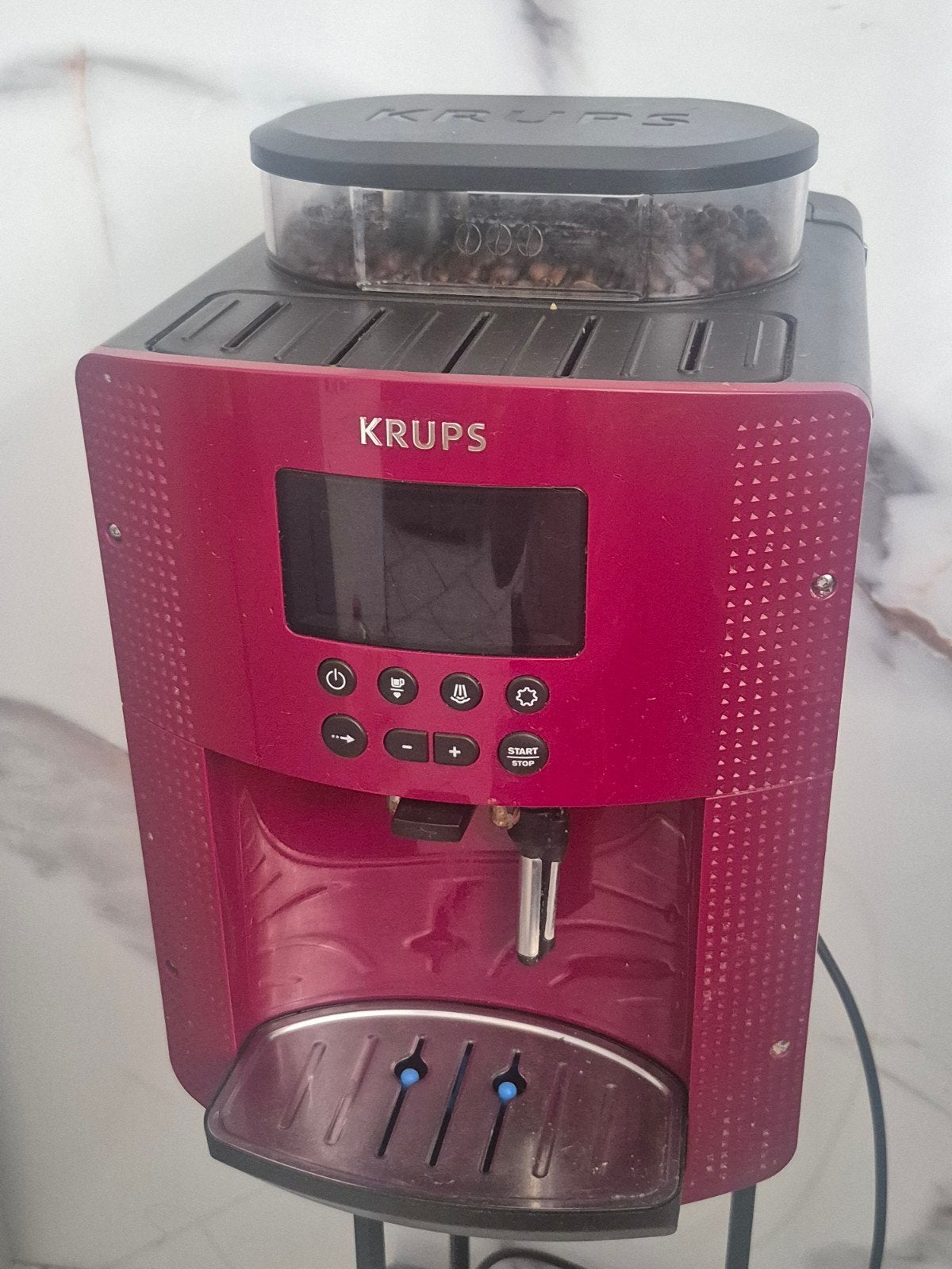 Krups Koffiemachine - Rood, met bonenreservoir, Witgoed en Apparatuur, Gebruikt, Koffiemachine, 4 tot 10 kopjes, Koffiebonen
