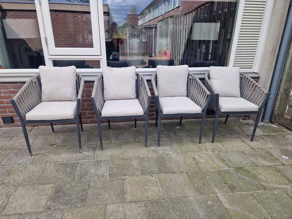 Barbados Turpan buitenstoelen zo goed als nieuw, Tuin en Terras, Ophalen, Gebruikt, Aluminium, Stapelbaar
