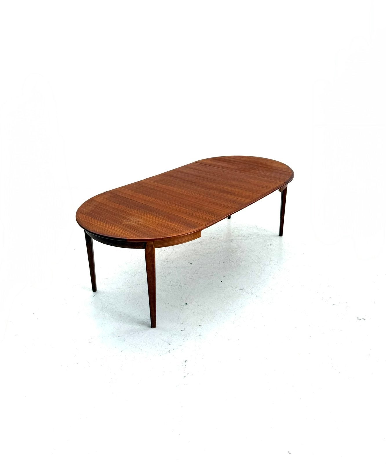 Vintage verlengbare Deense teakhouten eettafel ‘60, 100 tot 150 cm, Vintage retro buisframe design rotan webbing papercord deens