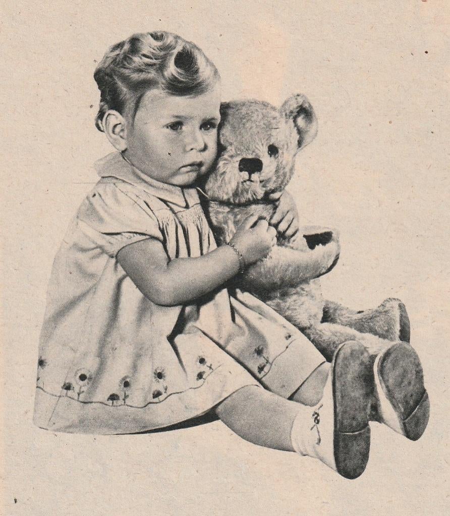 Retro reclame 1951 Teddy baby luiers meisje met beer, Verzamelen, Retro, Verzenden, Overige typen