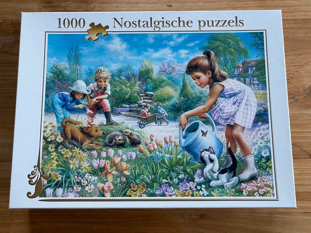 Nostalgische puzzel (nieuw) : tuinidylle - 1000 stukjes, Ophalen of Verzenden, 500 t/m 1500 stukjes, Nieuw, Legpuzzel
