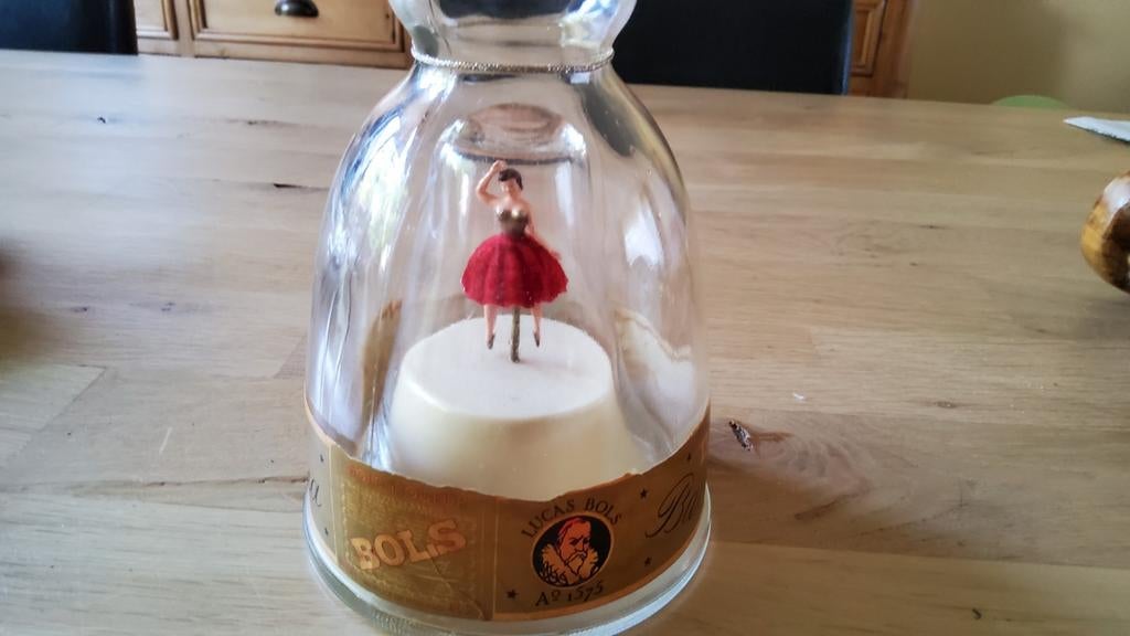 Antieke Bols drankfles Dansende Ballerina Muziekdoos fles, Ophalen of Verzenden
