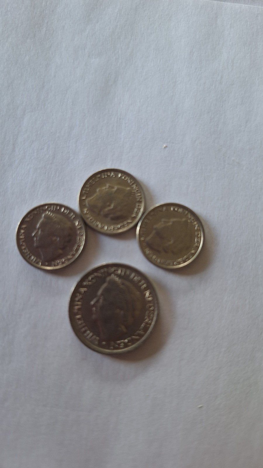 4 Nederlandse munten uit 1948: 3x 10 cent, 1x 25 cent, Ophalen, Koningin Wilhelmina, Overige waardes, Setje