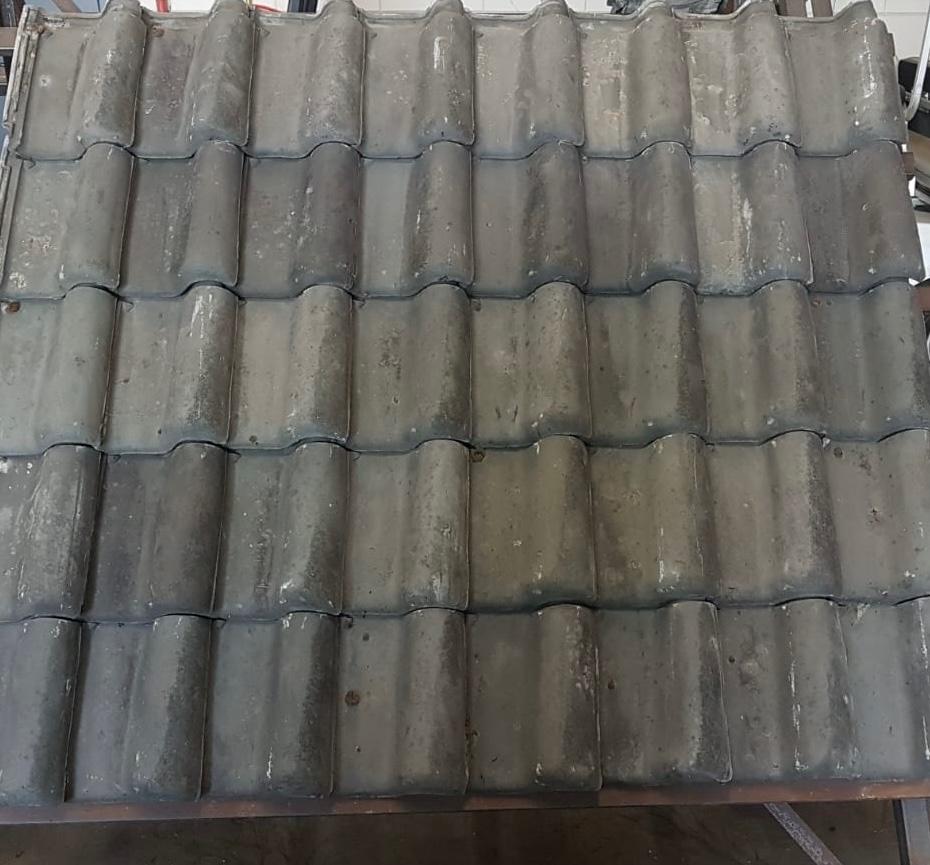 Dakpannen Weener klein romaans blauw gesmoord, Ophalen, Gebruikt, Steen of Klei, Blauw