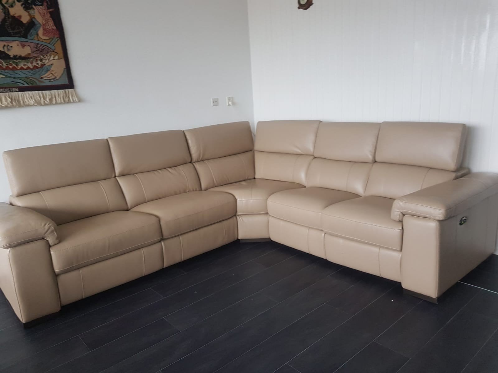 Leren hoekbank - Beige - Zeer comfortabel, Ophalen, Modern en comfortabel, Hoekbank, 300 cm of meer