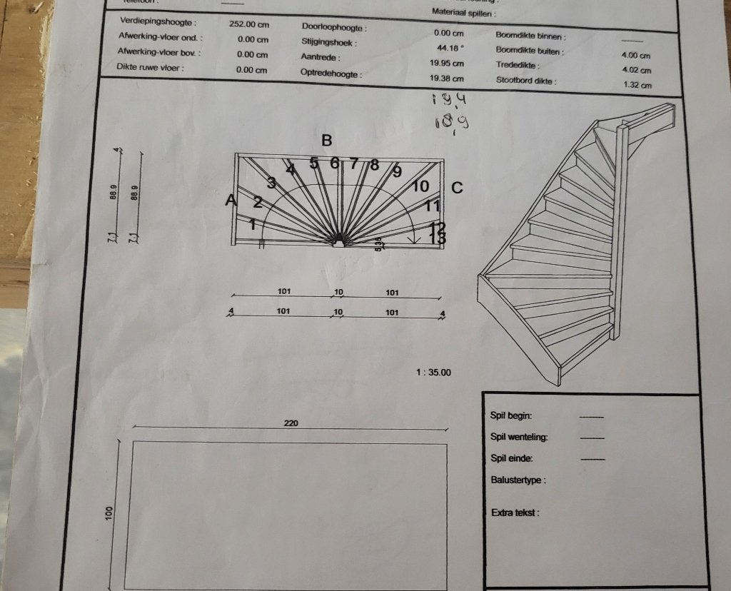 Nieuwe Halfslag trap, Ophalen, Nieuw, Trap, 2 tot 4 meter