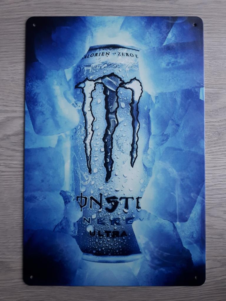 Monster Energy Drink Ultra 20x30 cm Metalen Reclamebord, Ophalen of Verzenden, Nieuw, Reclamebord