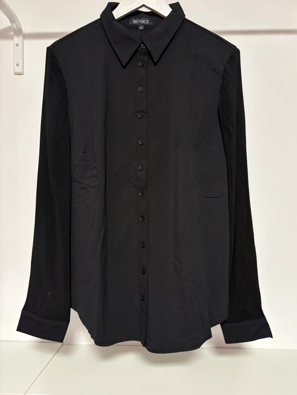 Mi Piace travelstof blouse met plissé mauwen maat XXL, Ophalen of Verzenden, Nieuw, Maat 46/48 (XL) of groter, Zwart