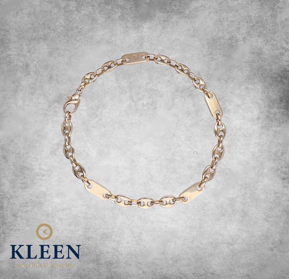 Ongedragen Gouden Armband Koffieboonschakel 14 KRT, Sieraden, Tassen en Uiterlijk, Armbanden, Ophalen of Verzenden, Zo goed als nieuw