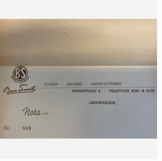 Leeuwarden; Oude nota Ben Smit Kousen Lingerie Manufacturen, Verzamelen, Ophalen of Verzenden, Nieuw