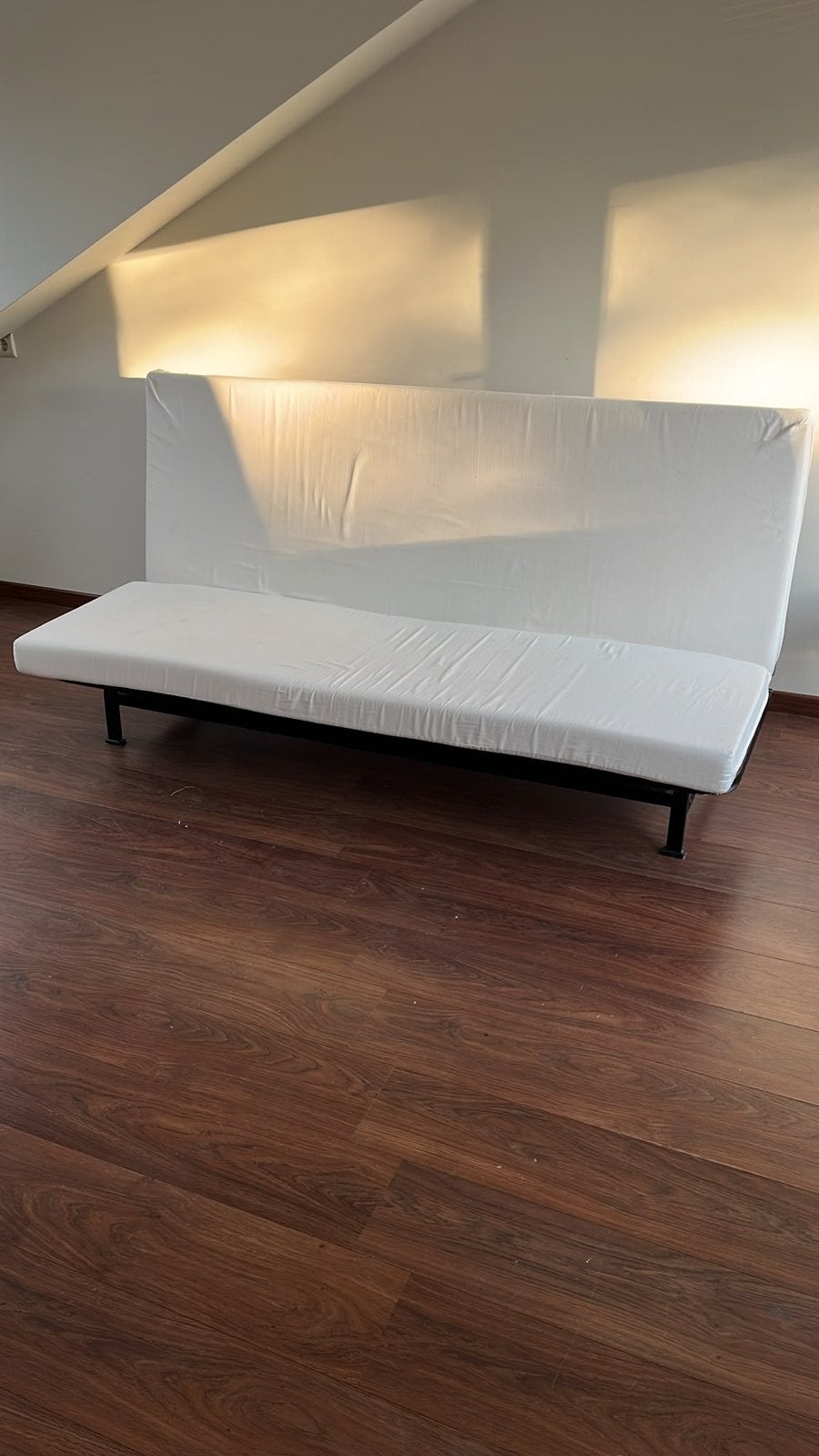 Gratis Bedbank met Matras - Stevig Frame & Lattenbodem, Ophalen, Gebruikt, Wit, Tweepersoons