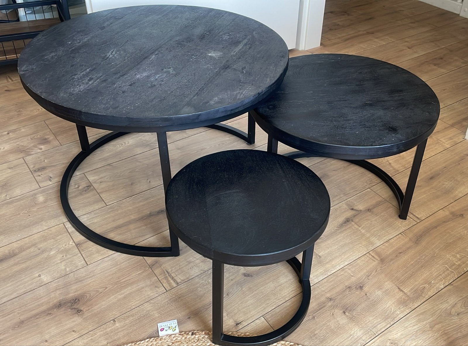 Salontafel set Triole Zwart Mangohout, Huis en Inrichting, Tafels | Salontafels, Ophalen, Rond, 50 tot 100 cm, 50 tot 100 cm