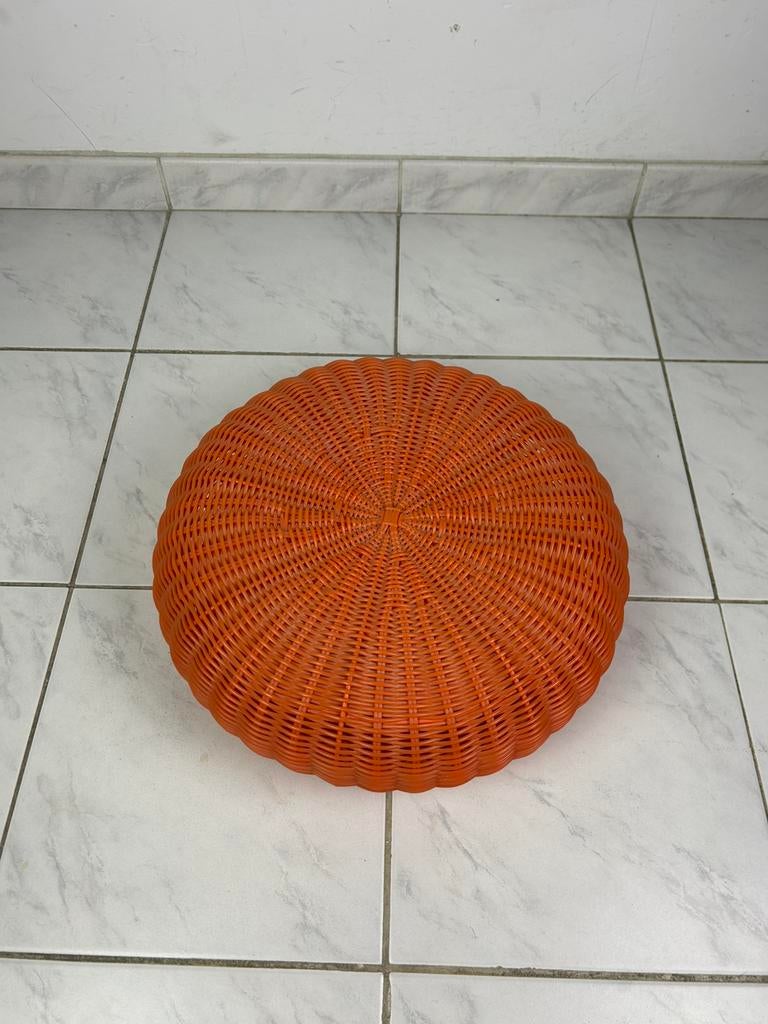 Vintage IKEA poef gewoven kunststof, Gebruikt, Rond, Minder dan 50 cm, Ophalen of Verzenden