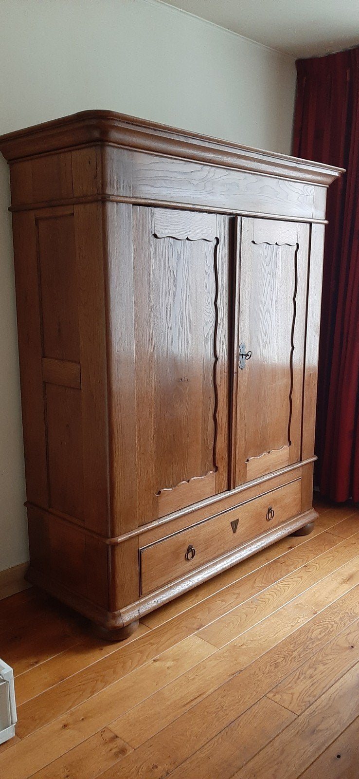 Antieke eiken kast met lade en legplanken, Ophalen of Verzenden, Gebruikt, Hout