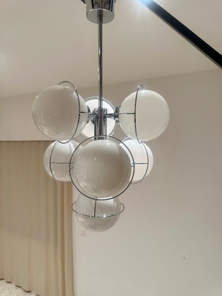 Vintage space age hanglamp / lamp, Ophalen, Zo goed als nieuw, Glas, 50 tot 75 cm