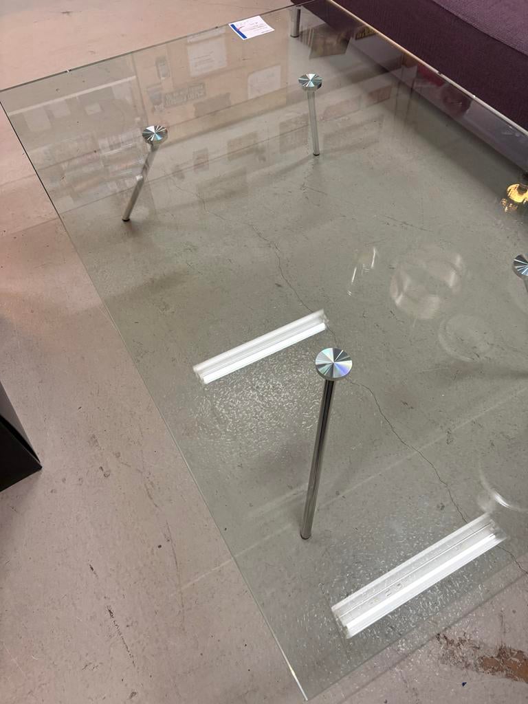 Mautertuus Glazen Salontafel - Design van Van Beek, Huis en Inrichting, Tafels | Salontafels, Ophalen, Gebruikt, 100 tot 150 cm