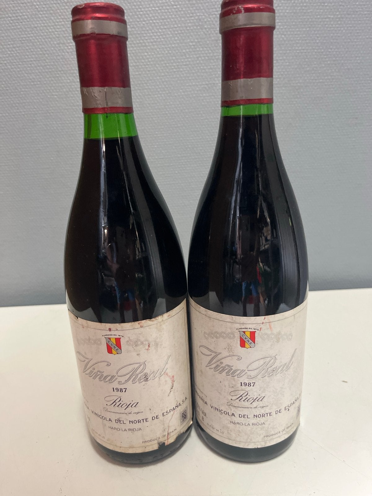2 flessen Viña Real Rioja 1987 - Rode wijn uit Spanje, Gebruikt, Spanje, Ophalen of Verzenden, Rode wijn