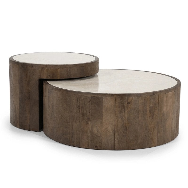 Eleonora Hazel salontafel set van 2: marmer + mangohout