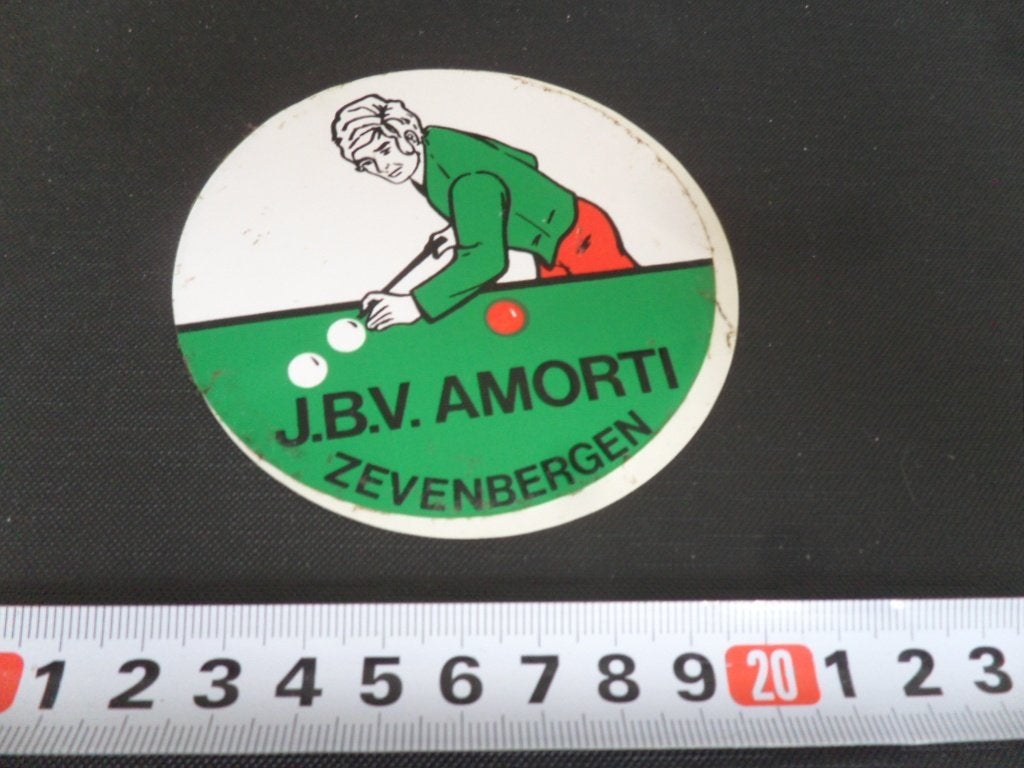 sticker Zevenbergen J.B.V. AMORTI   biljart, Ophalen of Verzenden, Zo goed als nieuw