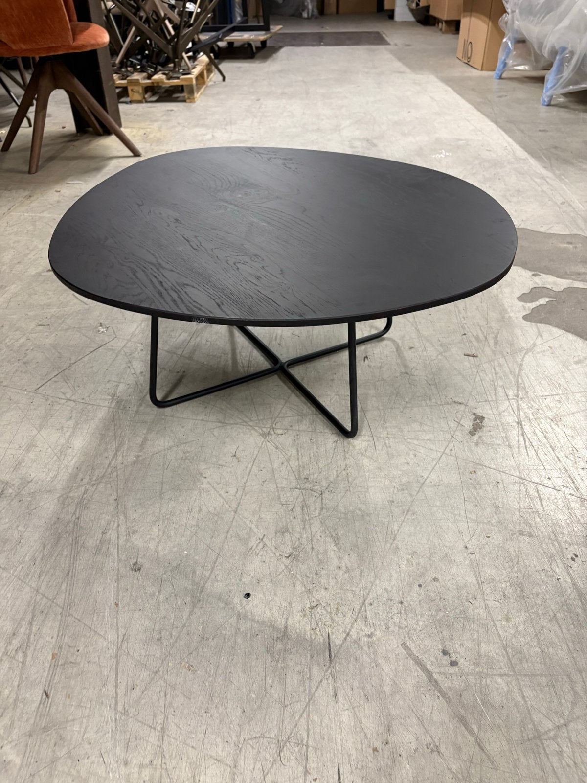 Salontafel 88x78cm - Eikenhout - Zwart slede frame, Huis en Inrichting, Ophalen, 50 tot 100 cm, Dyyk, Eikenhout