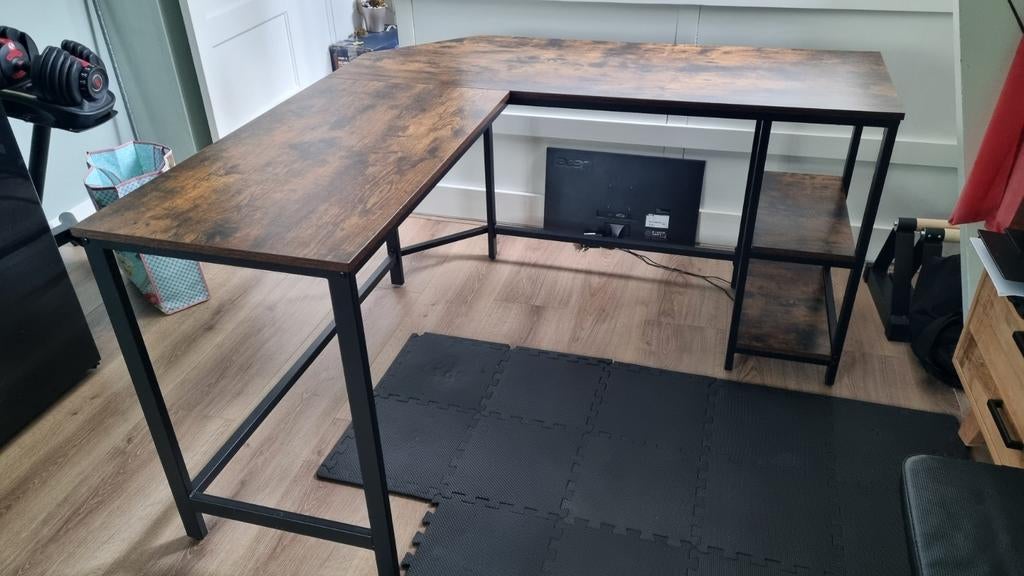 Hoekbureau met opbergruimte - Industrieel design, Ophalen, Opbergruimte, Spaanplaat of MDF, Hoekbureau