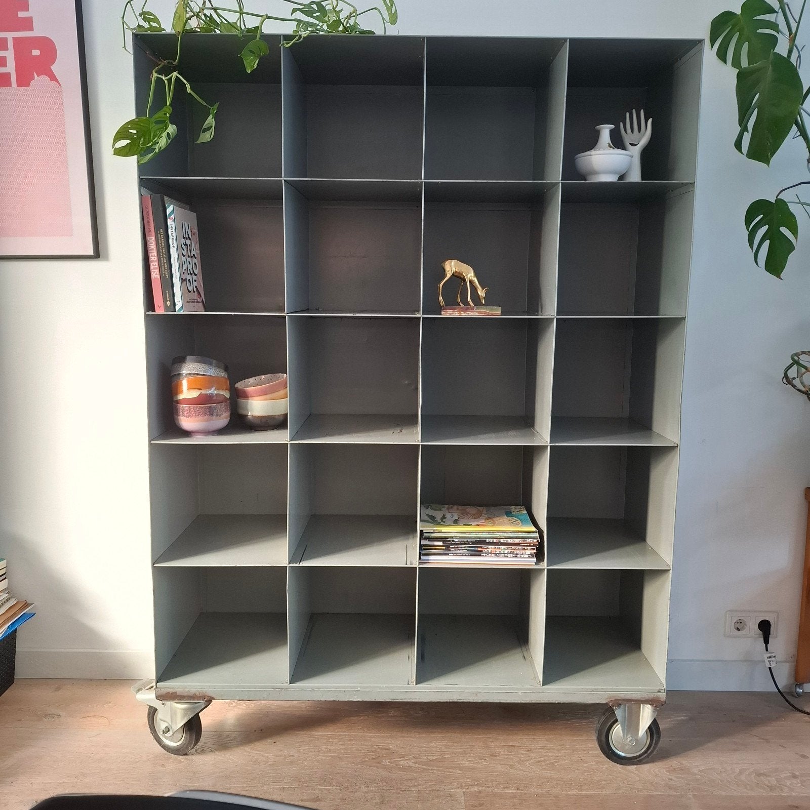 stoere industriele vakkenkast, metaal, vintage postkast, Ophalen, Gebruikt, Minder dan 150 cm, Metaal