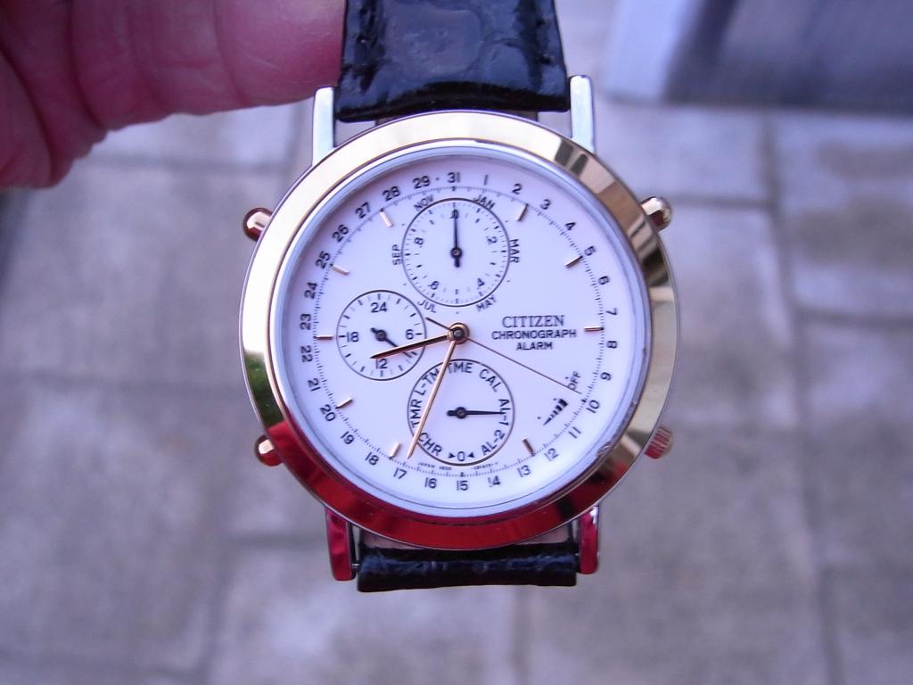 Citizen Chronograph / Alarm N.O.S 1990, Sieraden, Tassen en Uiterlijk, Horloges | Heren, Leer, Staal, Nieuw, Ophalen of Verzenden