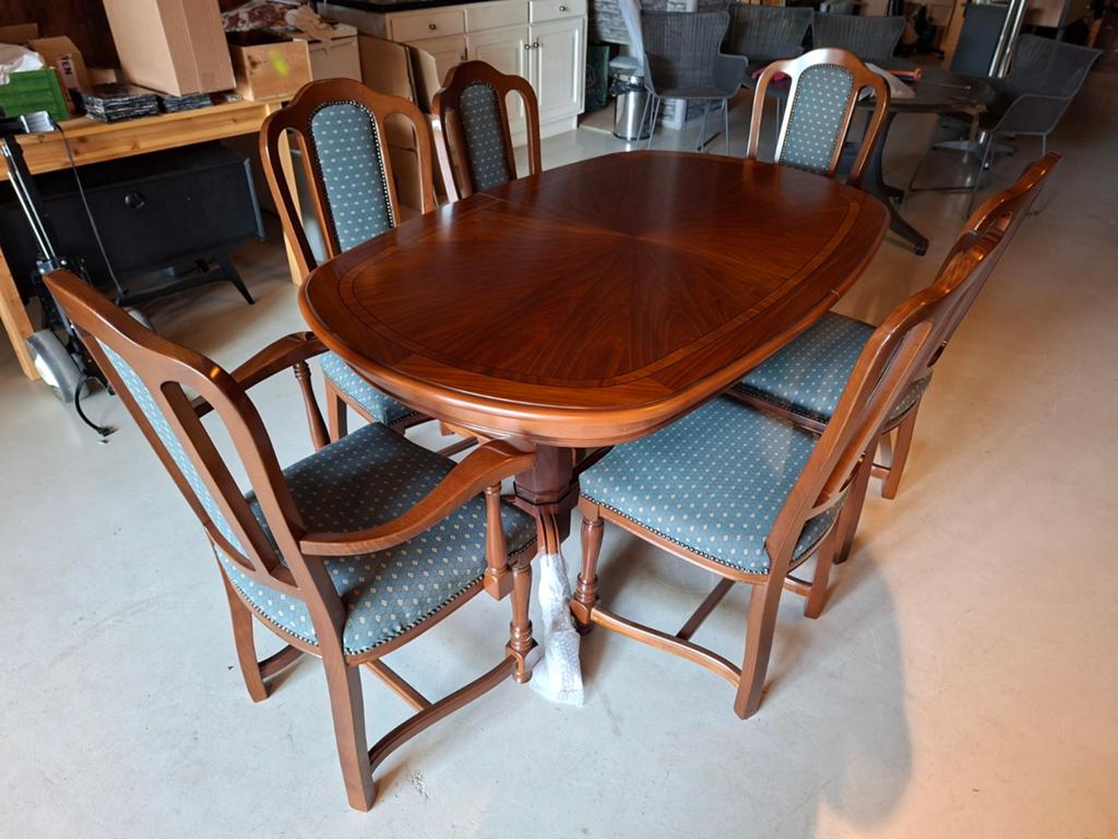 Kersenhouten eettafel met stoelen - 160x100x77 cm, Ophalen, Gebruikt, 100 tot 150 cm, 150 tot 200 cm