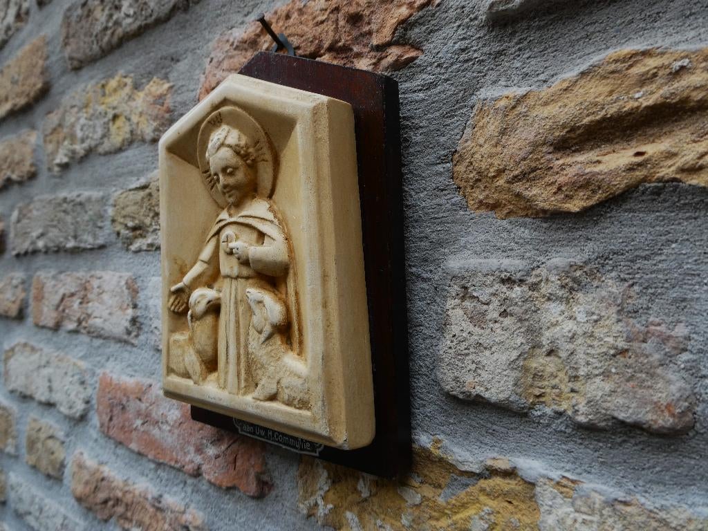 Plaquette Heilige Communie Jezus 2 schaapjes Gerard Linssen, Antiek en Kunst, Antiek | Religie, Ophalen of Verzenden