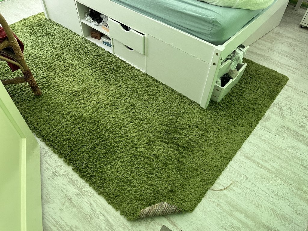 IKEA hoogpolig vloerkleed groen 160x230, Ophalen, 150 tot 200 cm, 200 cm of meer, Zo goed als nieuw