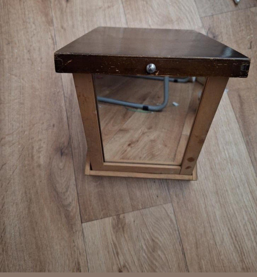 Vintage houten scheerdoos, Ophalen of Verzenden