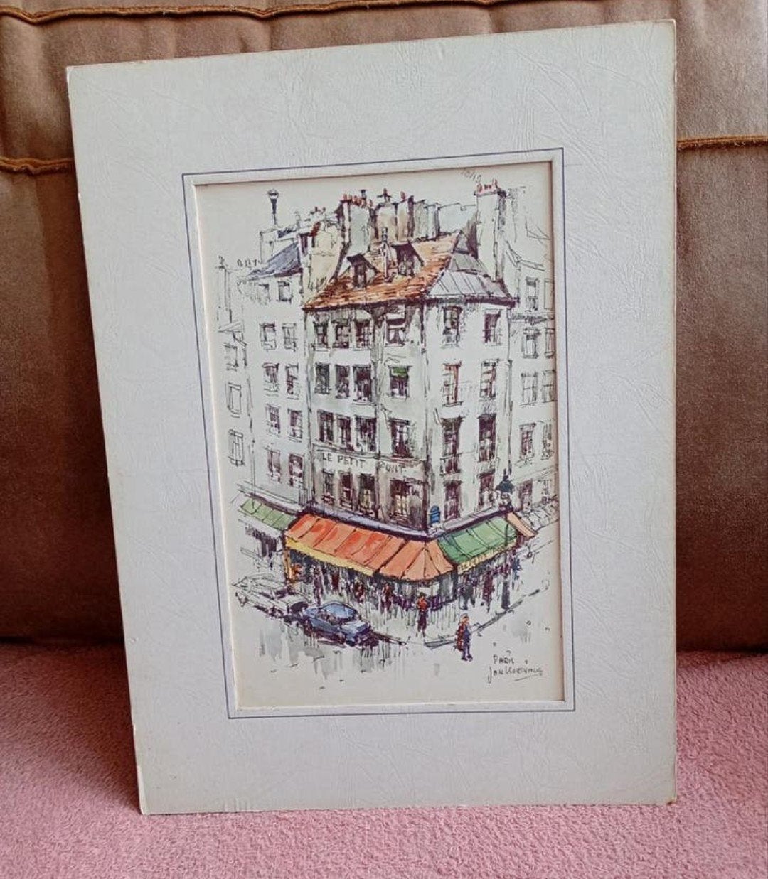 Print van Jan Korthals - Straatbeeld in Parijs., Gesigneerd in de plaat, Ophalen of Verzenden