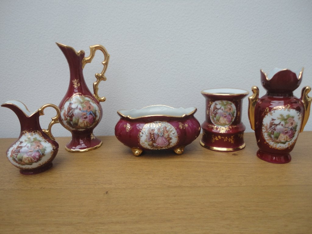 Set van 5 Limoges porseleinen pronkstukken, Ophalen of Verzenden, Zo goed als nieuw, Porselein, Overige typen