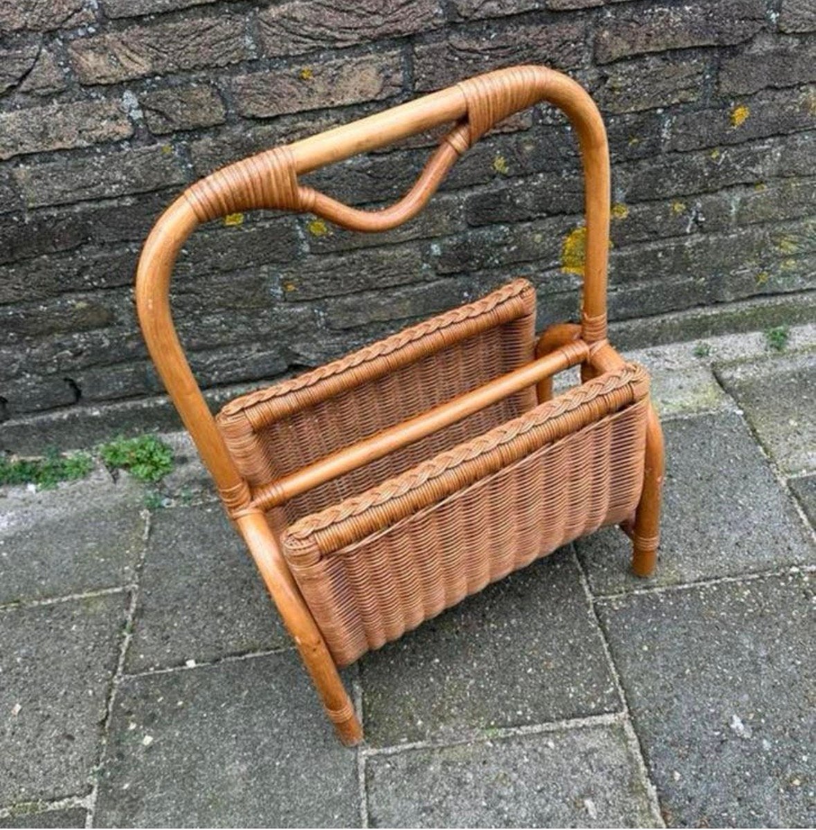 Vintage Rotan pitriet Lectuur bak uit de jaren ‘ 70, Lectuurbak, Ophalen of Verzenden, Gebruikt, Overige materialen