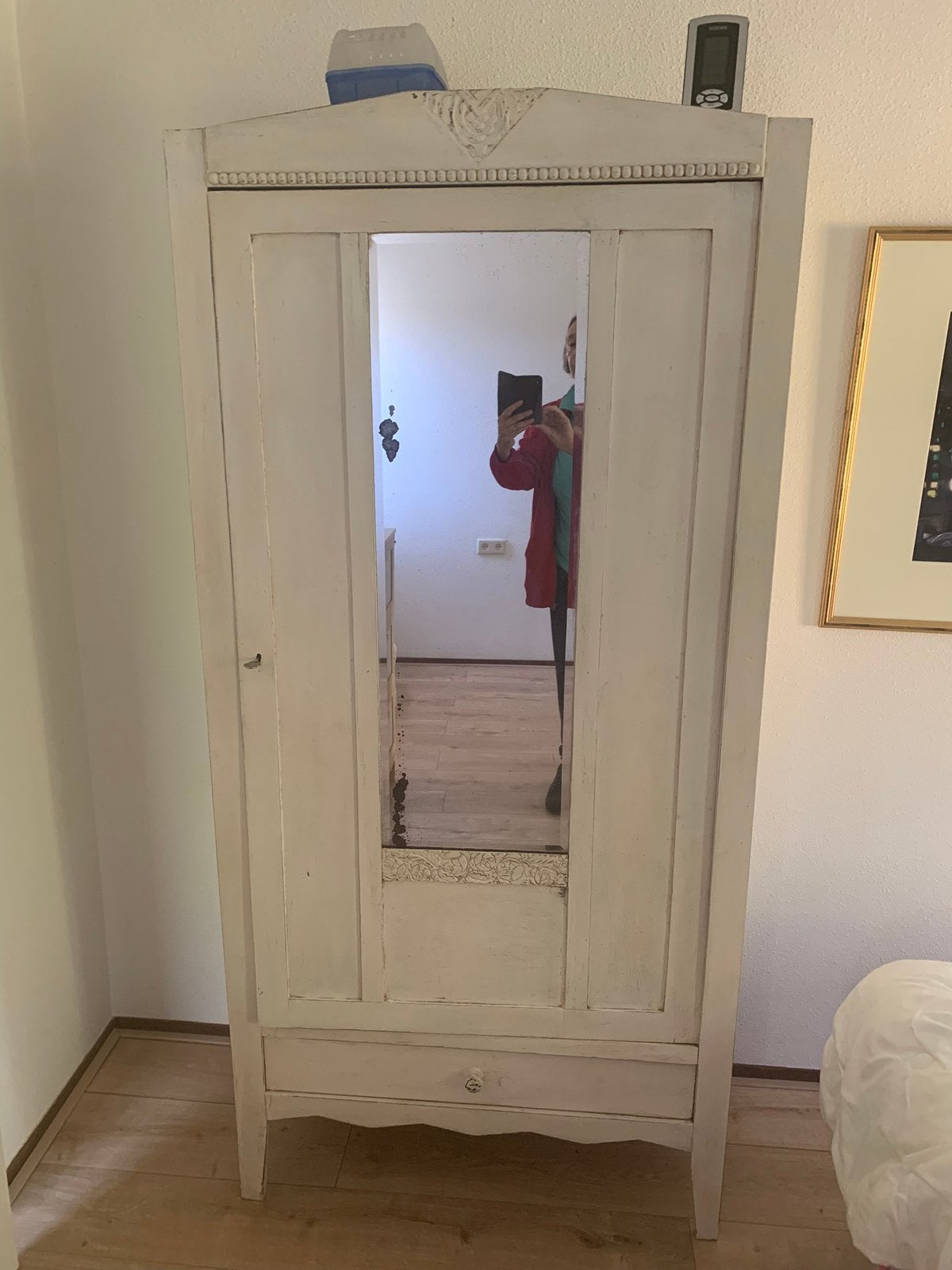 Vintage witte kast, Ophalen, Gebruikt, Vintage, Met lade(s)
