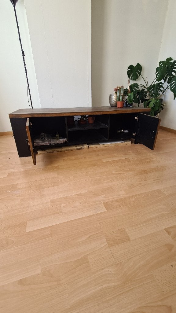 Solid Wood Coffee Table with Storage – Rustic Modern Design, Ophalen, Rechthoekig, 50 tot 100 cm, 50 tot 100 cm