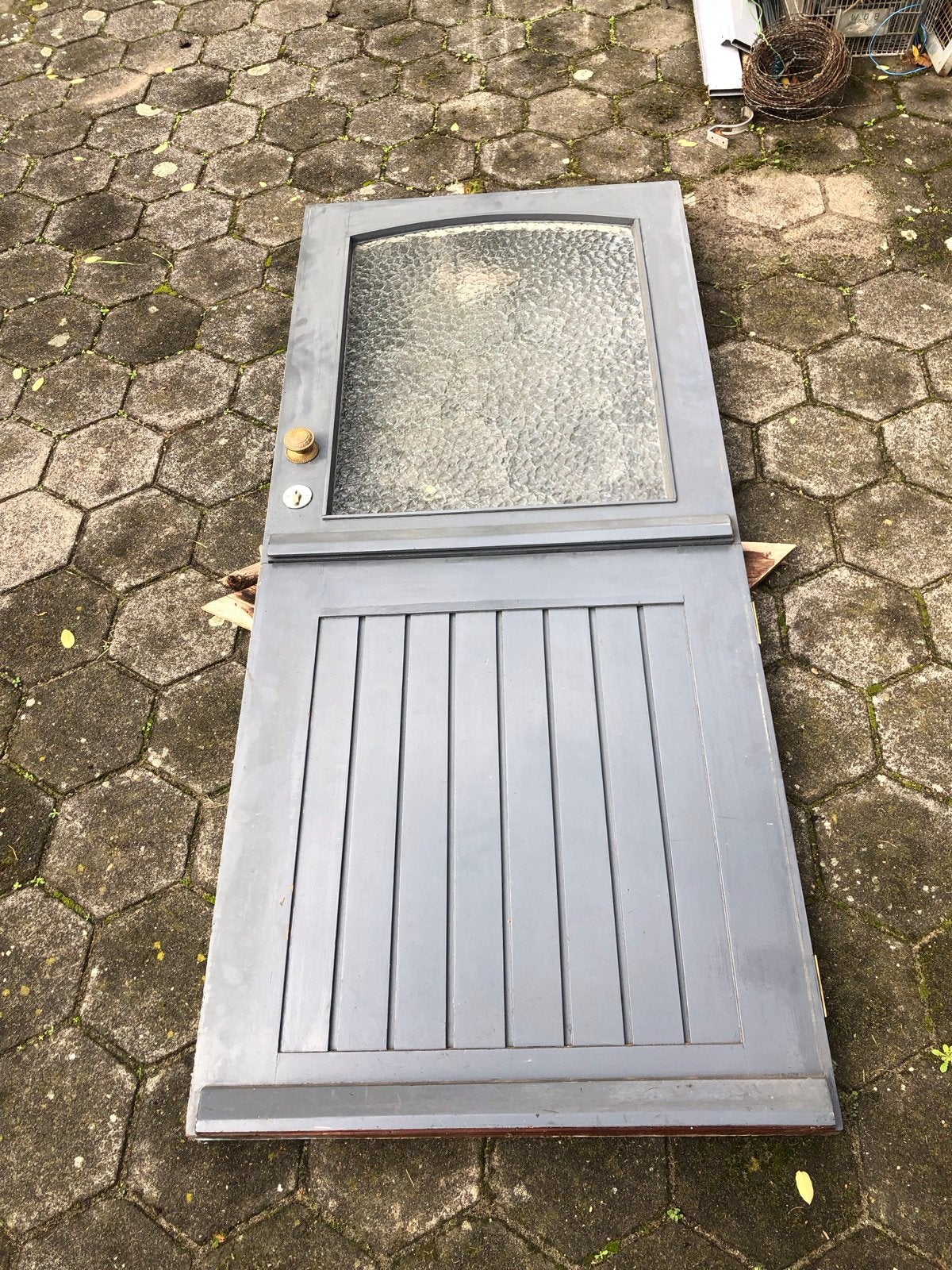 Buitendeur van geverfd merbau hout met glas , 2 delen ., Ophalen, Gebruikt, 80 tot 100 cm, Binnendeur
