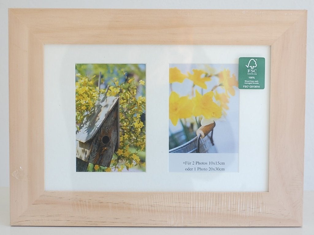 Houten fotolijst voor 2 foto's (10x15cm) of 1 foto (20x30cm), Audio, Tv en Foto, Beige, Onbekend@voorbeeld.com, Hout, Verzenden