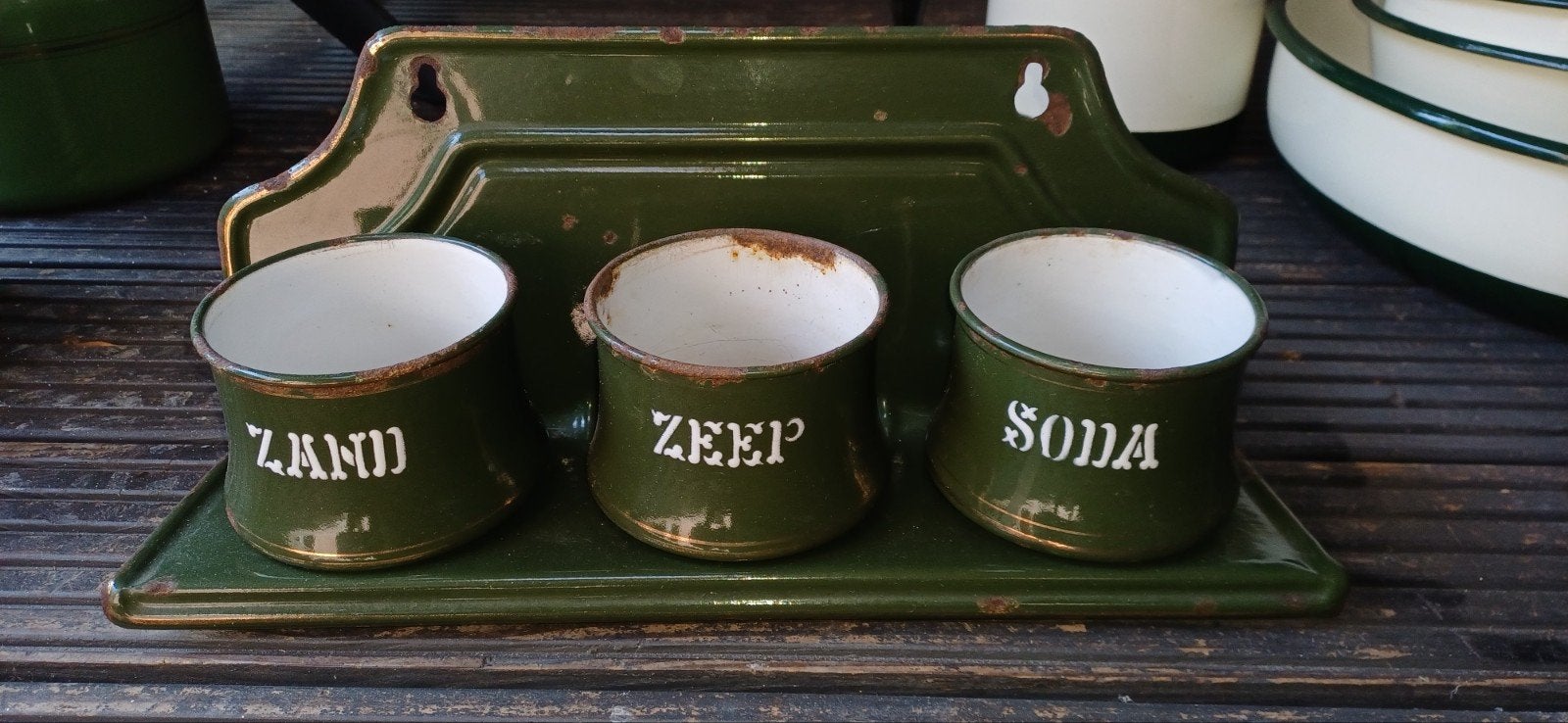 Zand, zeep en soda set, Antiek en Kunst, Antiek | Emaille, Ophalen