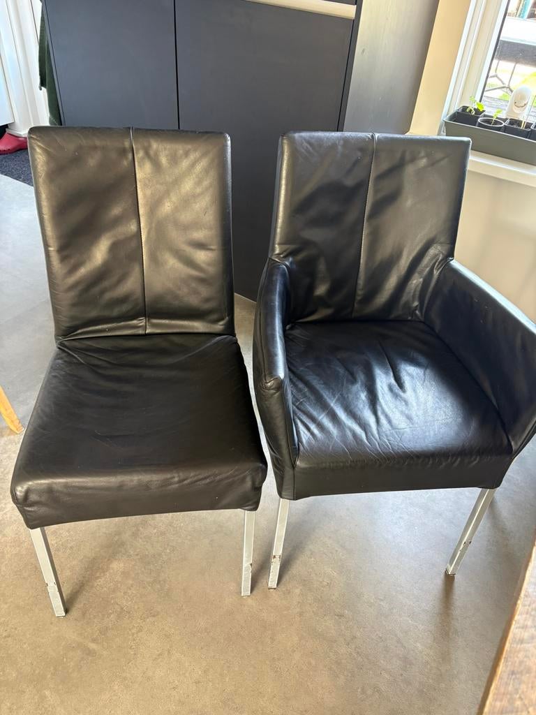 Leren stoelen, Ophalen, Gebruikt, Zwart, Leer