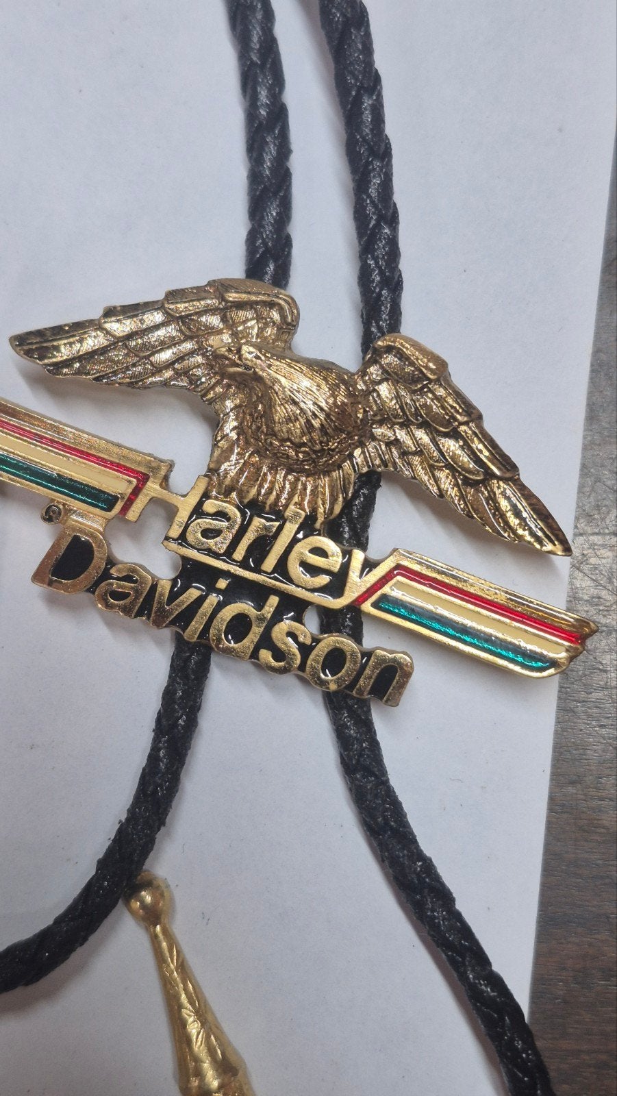 Vintage Harley Davidson Bolo Tie - Gouden Adelaar Design, Ophalen of Verzenden, Gebruikt