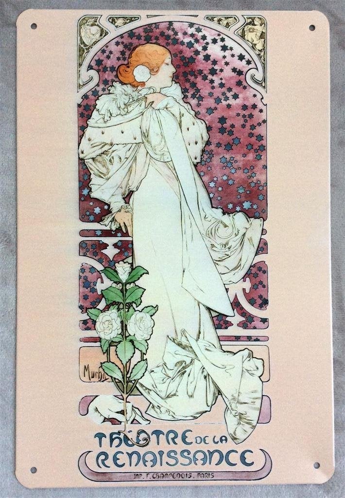 ALPHONSE MUCHA Sarah Bernhardt Metalen Wandbord poster, Verzenden