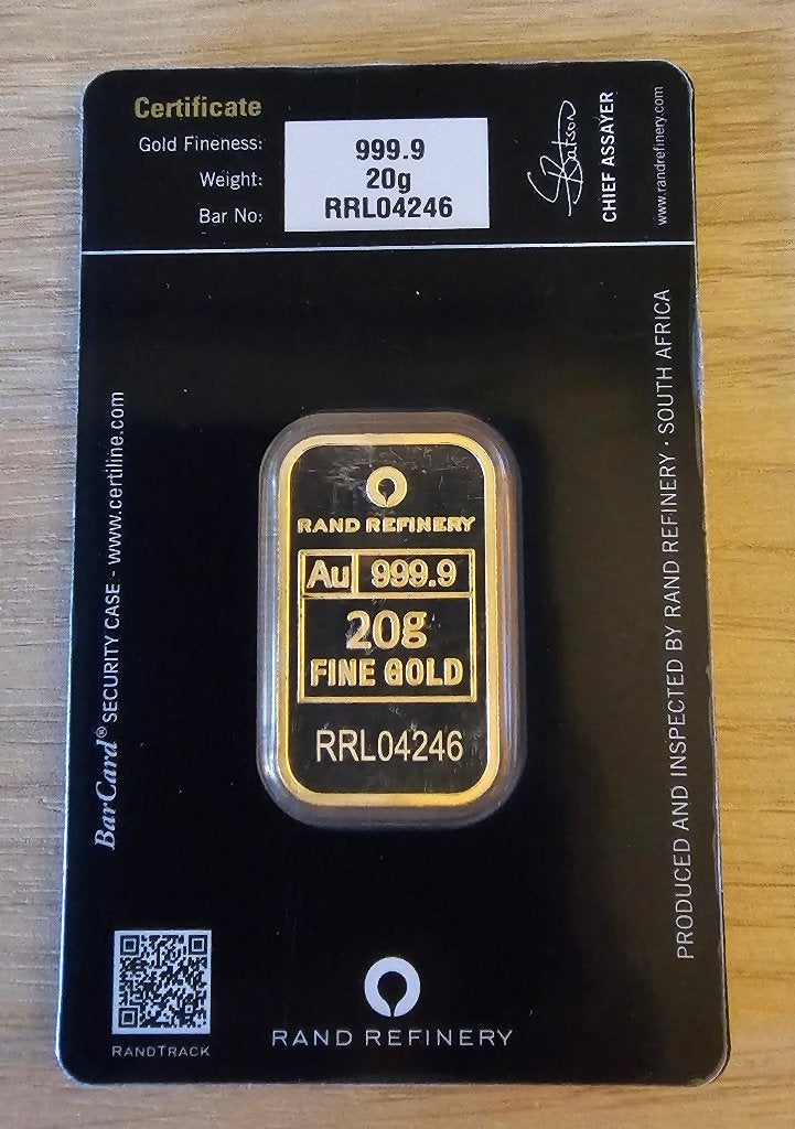 Rand Refinery 20 gram .999 goud in blister, Ophalen of Verzenden, Goud