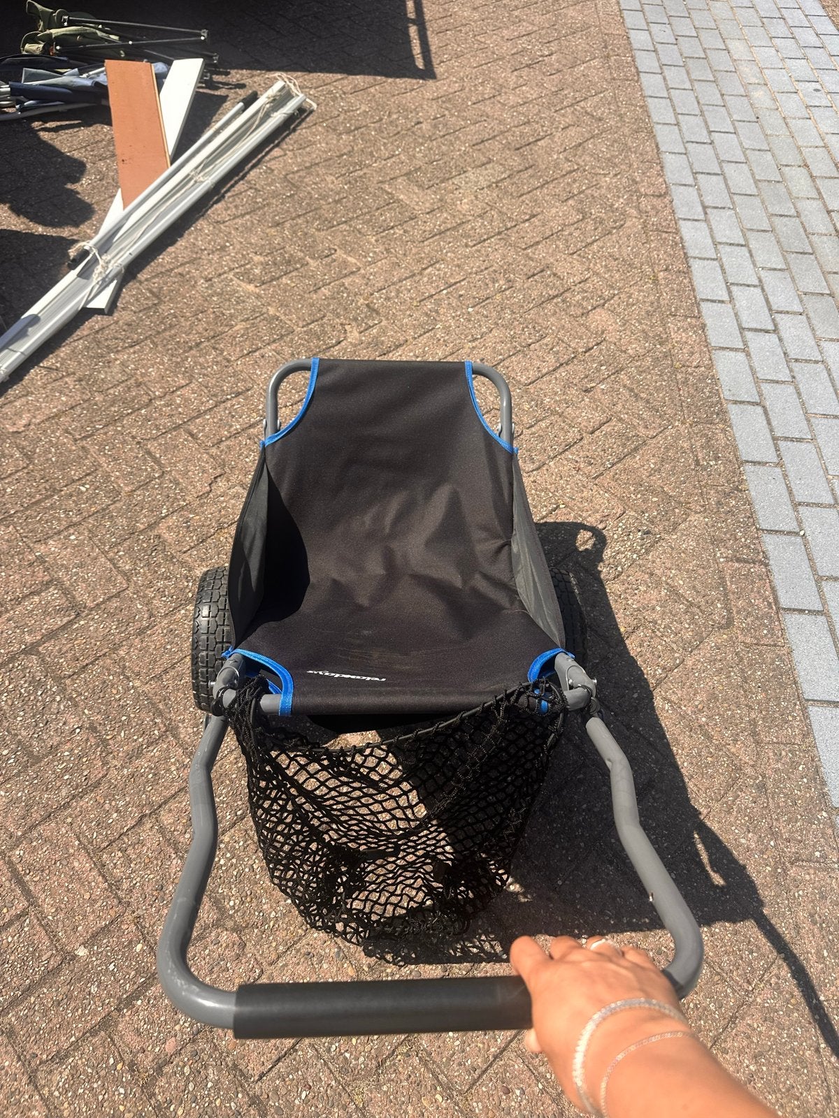 Strandkar/ bolderkar met dikke wielen en zitje inklapbaar, Ophalen, Opvouwbaar, Zo goed als nieuw