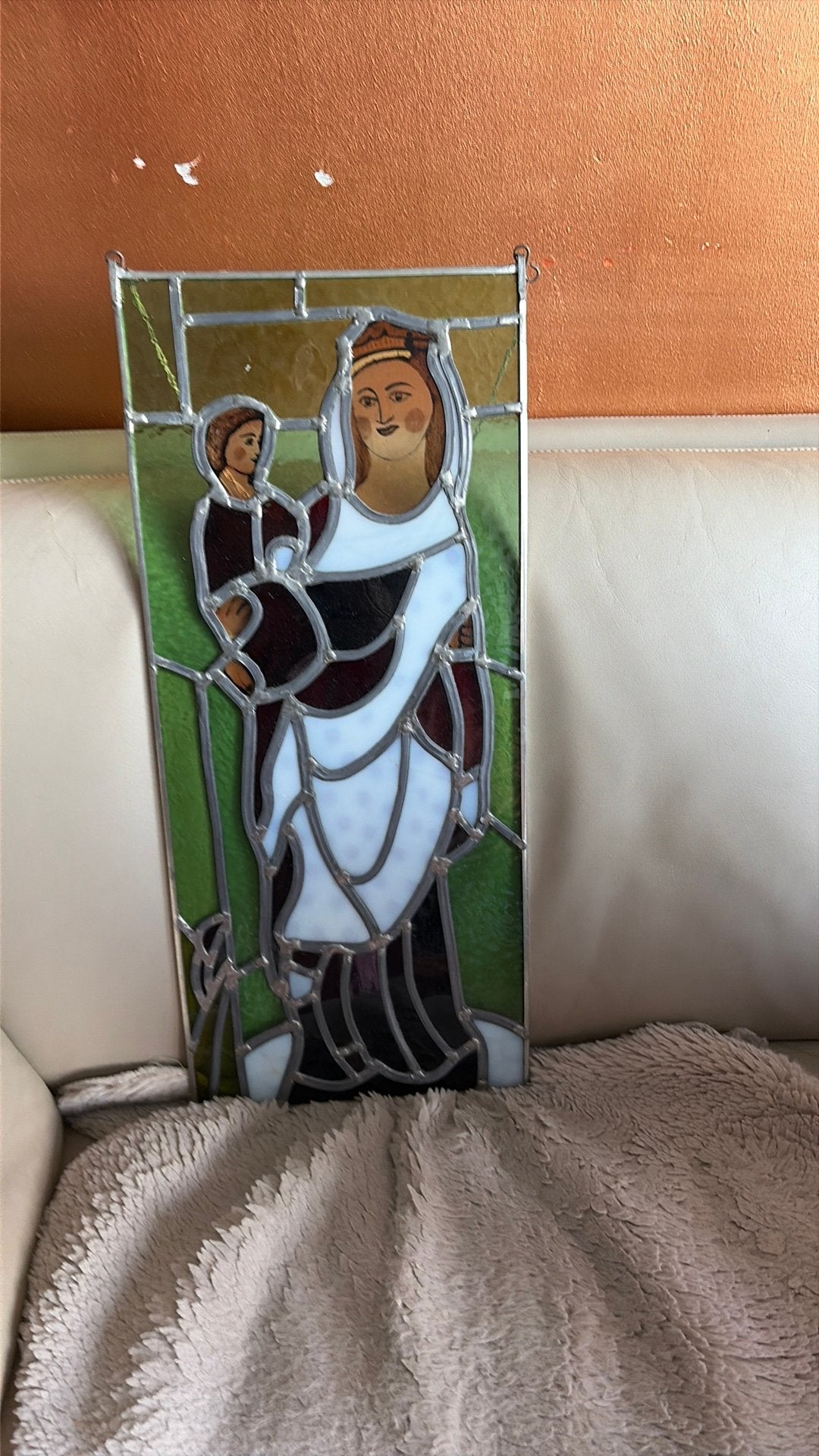 Maria afbeelding in glas en lood, Antiek en Kunst, Ophalen