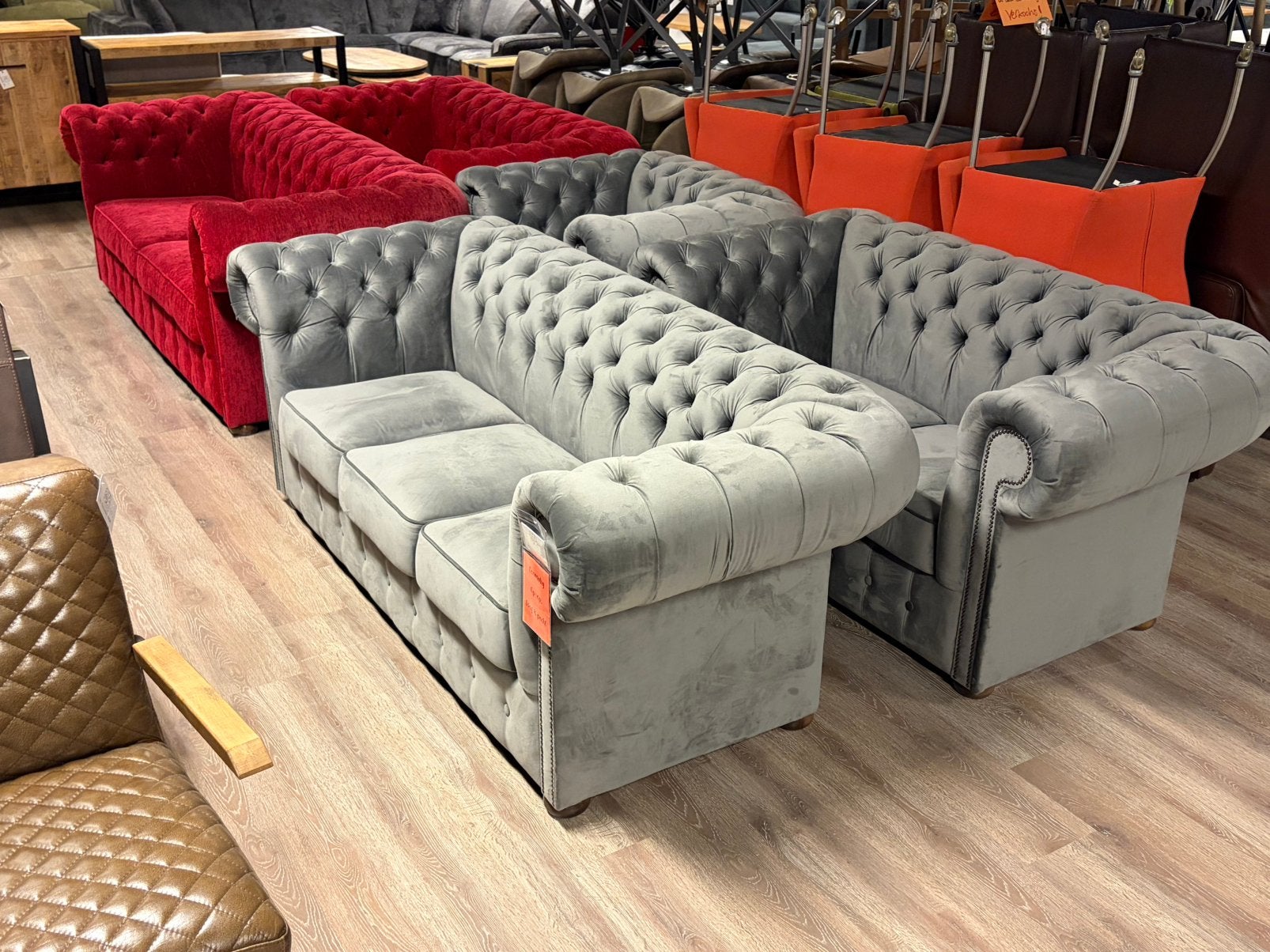 Niwuwe chesterfield bankstellen - bankstel set + fauteuil, Huis en Inrichting, Banken | Sofa's en Chaises Longues, Nieuw, 75 tot 100 cm