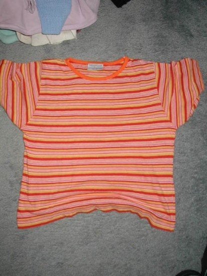 Leuk oranje gestreept meiden T-shirt, Ophalen of Verzenden, Gebruikt, Meisje, Shirt of Longsleeve