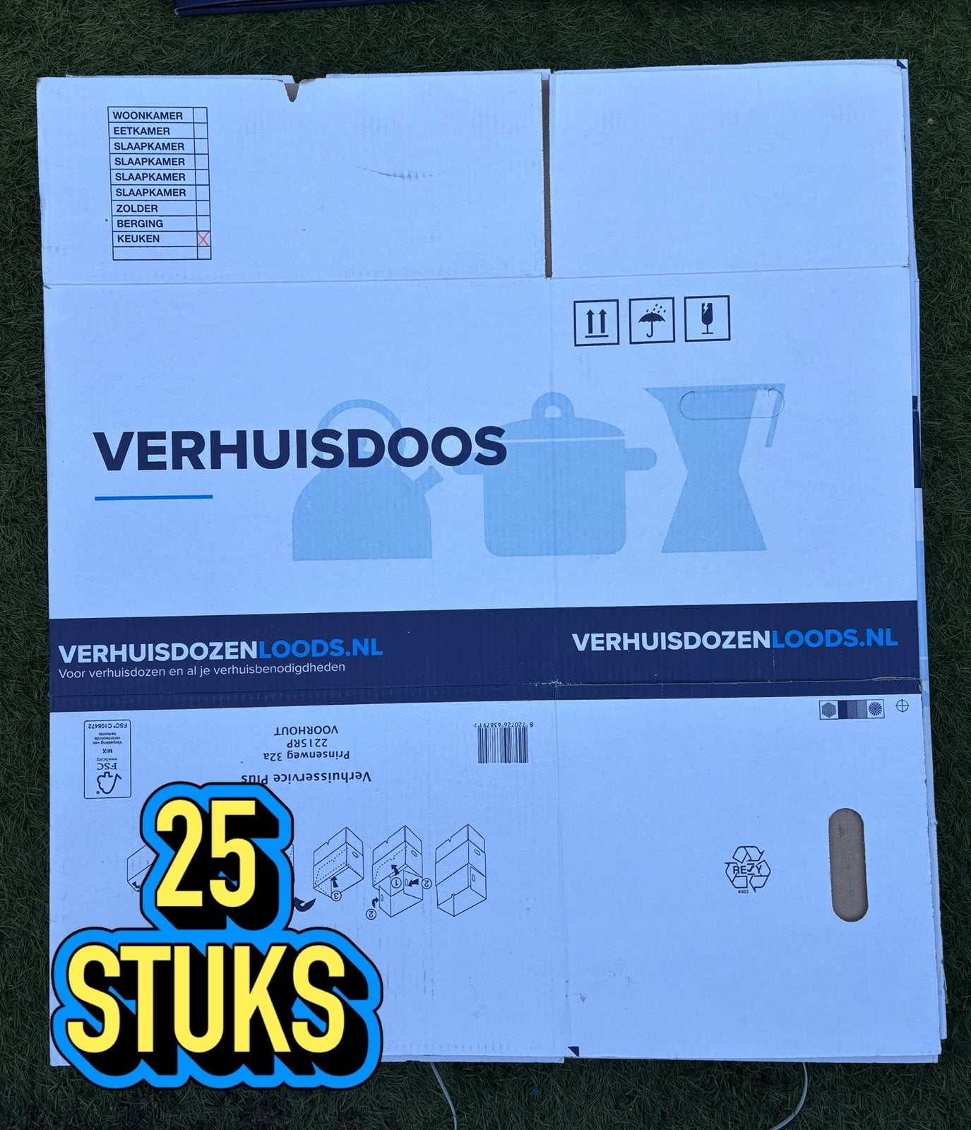 25 Verhuisdozen en 5 Boekendozen - Diverse Maten, Ophalen, 40 tot 60 cm, 50 tot 75 cm, 35 tot 50 cm