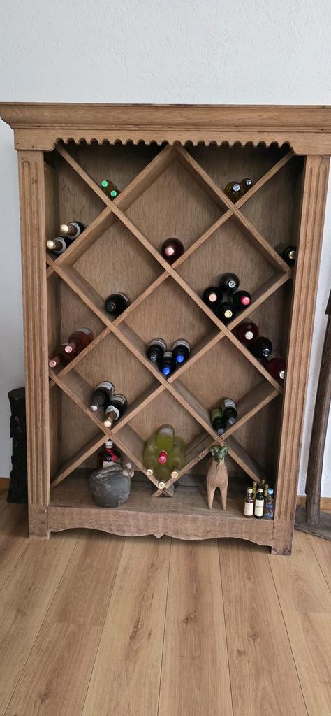 Massief eiken houten wijnkast, Ophalen, Zo goed als nieuw, Minder dan 5 flessen, Minder dan 50 cm