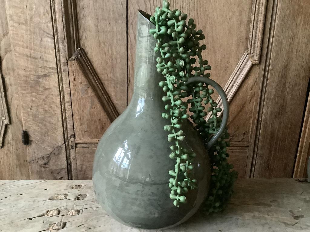 NIEUW groen metalen vaas kruik, Ophalen of Verzenden, Nieuw
